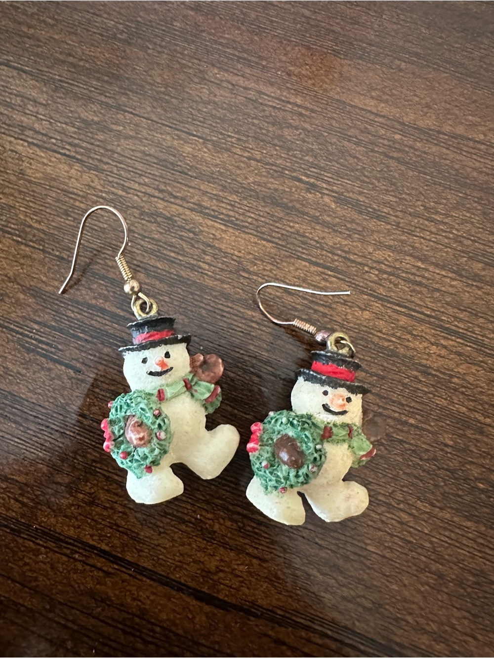 Festive Snowman Wreath Earrings